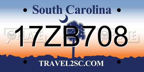17ZB708 South Carolina License Plate