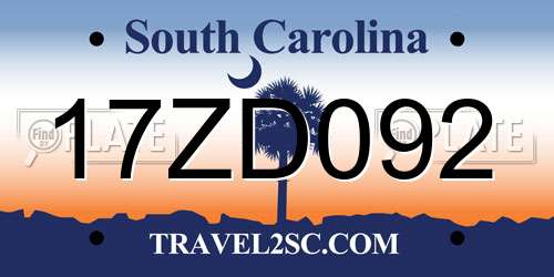 17ZD092 South Carolina License Plate