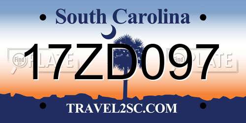 17ZD097 South Carolina License Plate