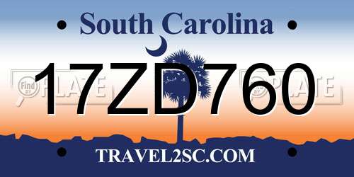 17ZD760 South Carolina License Plate