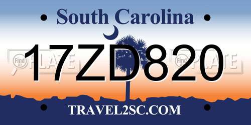 17ZD820 South Carolina License Plate