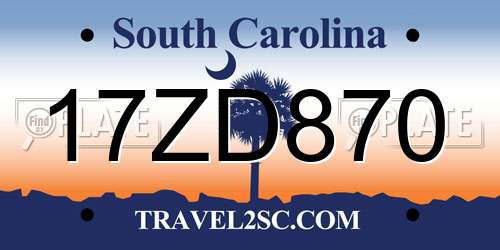 17ZD870 South Carolina License Plate