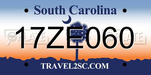 17ZE060 South Carolina License Plate