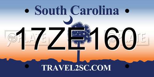 17ZE160 South Carolina License Plate