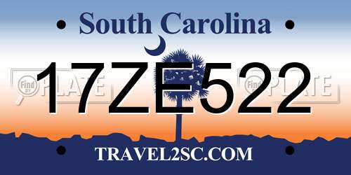 17ZE522 South Carolina License Plate