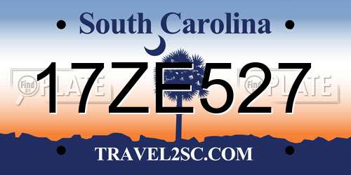 17ZE527 South Carolina License Plate