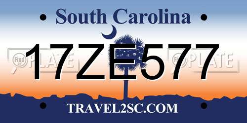 17ZE577 South Carolina License Plate