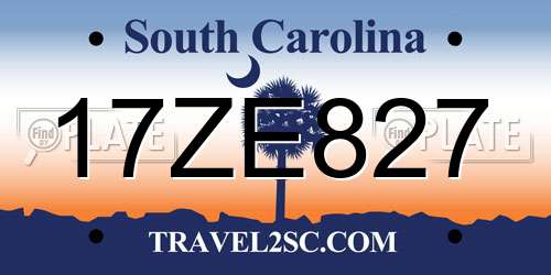 17ZE827 South Carolina License Plate