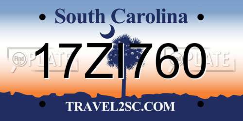 17ZI760 South Carolina License Plate
