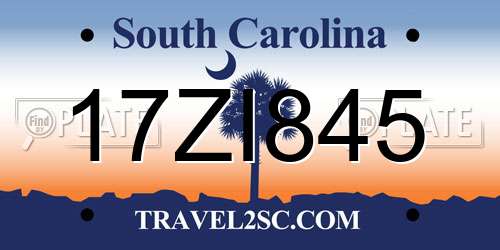 17ZI845 South Carolina License Plate