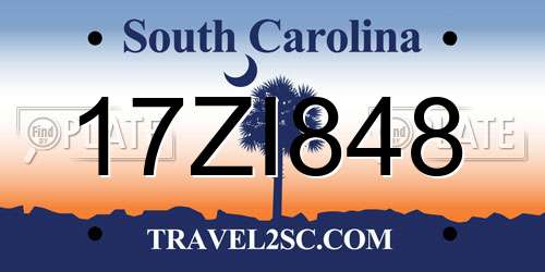 17ZI848 South Carolina License Plate