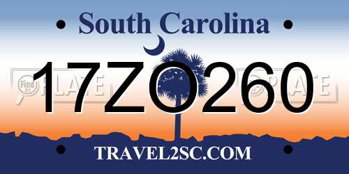 17ZO260 South Carolina License Plate