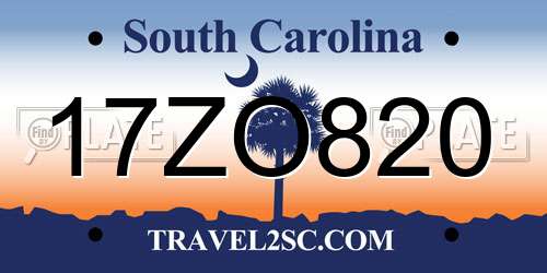17ZO820 South Carolina License Plate