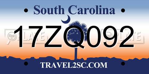 17ZQ092 South Carolina License Plate