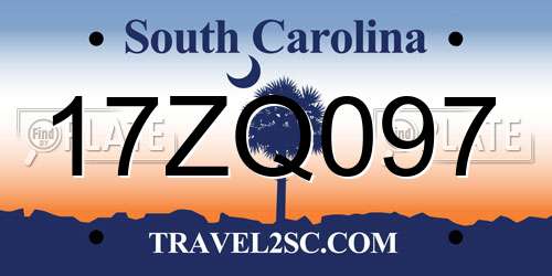 17ZQ097 South Carolina License Plate