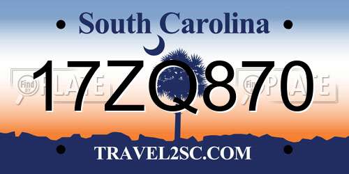 17ZQ870 South Carolina License Plate