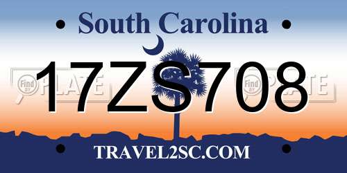 17ZS708 South Carolina License Plate