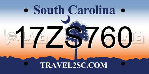 17ZS760 South Carolina License Plate