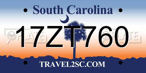 17ZT760 South Carolina License Plate