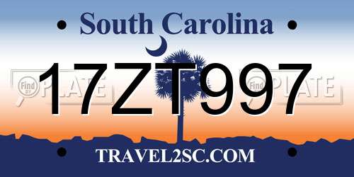17ZT997 South Carolina License Plate