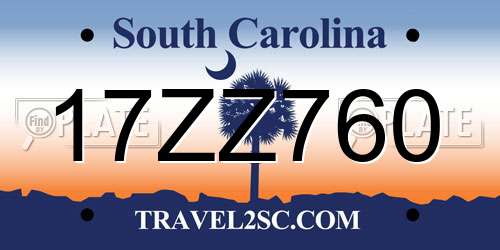 17ZZ760 South Carolina License Plate