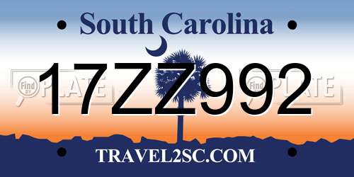 17ZZ992 South Carolina License Plate