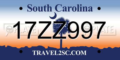 17ZZ997 South Carolina License Plate
