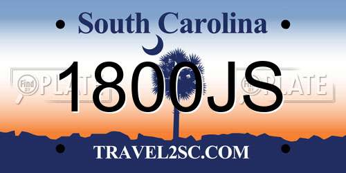 1800JS South Carolina License Plate