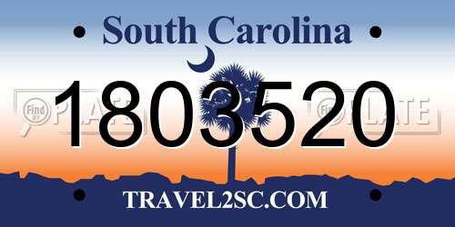 1803520 South Carolina License Plate