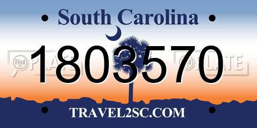 1803570 South Carolina License Plate
