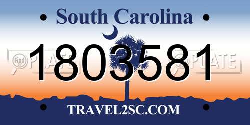 1803581 South Carolina License Plate