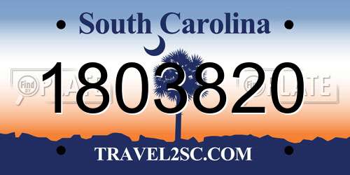 1803820 South Carolina License Plate