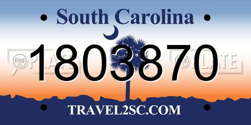 1803870 South Carolina License Plate