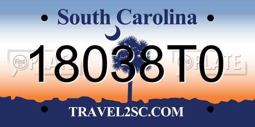 18038T0 South Carolina License Plate