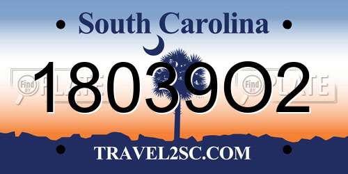 18039O2 South Carolina License Plate