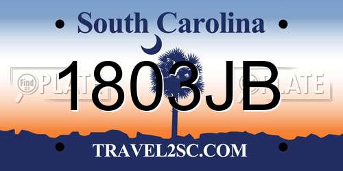 1803JB South Carolina License Plate