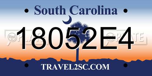 18052E4 South Carolina License Plate