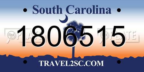 1806515 South Carolina License Plate