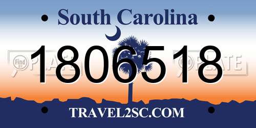 1806518 South Carolina License Plate