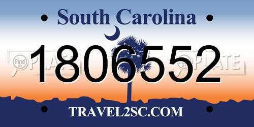 1806552 South Carolina License Plate