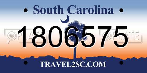 1806575 South Carolina License Plate