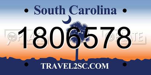 1806578 South Carolina License Plate