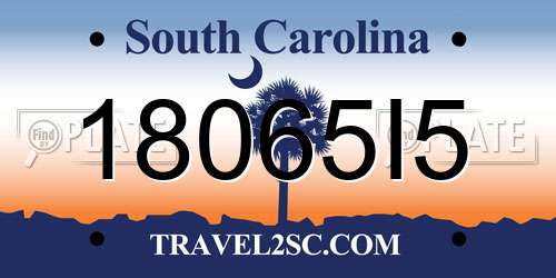 18065I5 South Carolina License Plate