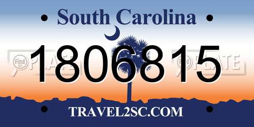 1806815 South Carolina License Plate