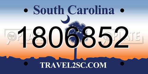 1806852 South Carolina License Plate