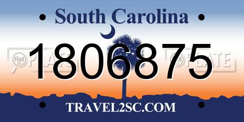 1806875 South Carolina License Plate