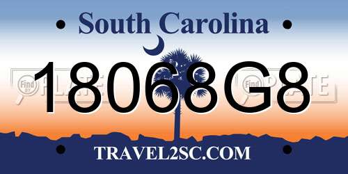 18068G8 South Carolina License Plate