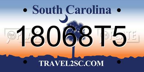 18068T5 South Carolina License Plate