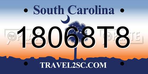 18068T8 South Carolina License Plate