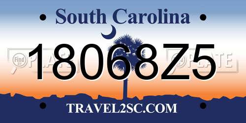 18068Z5 South Carolina License Plate